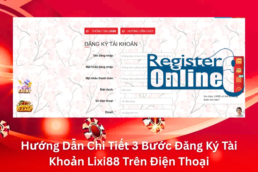 Hướng Dẫn Chi Tiết 3 Bước Đăng Ký Tài Khoản Lixi88 Trên Điện Thoại