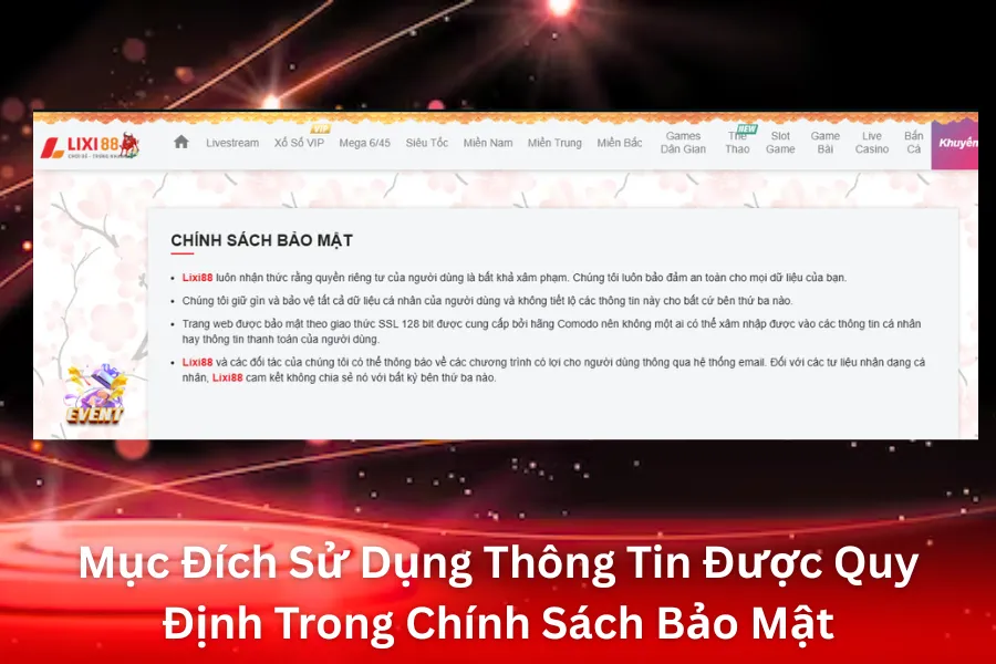 Mục Đích Sử Dụng Thông Tin Được Quy Định Trong Chính Sách Bảo Mật