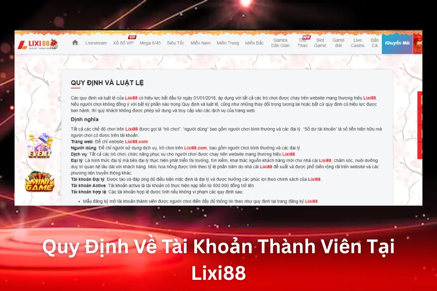 Quy Định Về Tài Khoản Thành Viên Tại Lixi88
